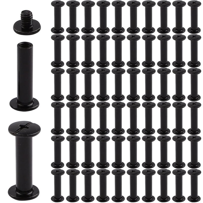INCREWAY Phillips Screws, 60 Sets 5mm X 20mm Nickel Plated Chicago Binding Screws Round Cross Head Stud Screw, Black - Image 1